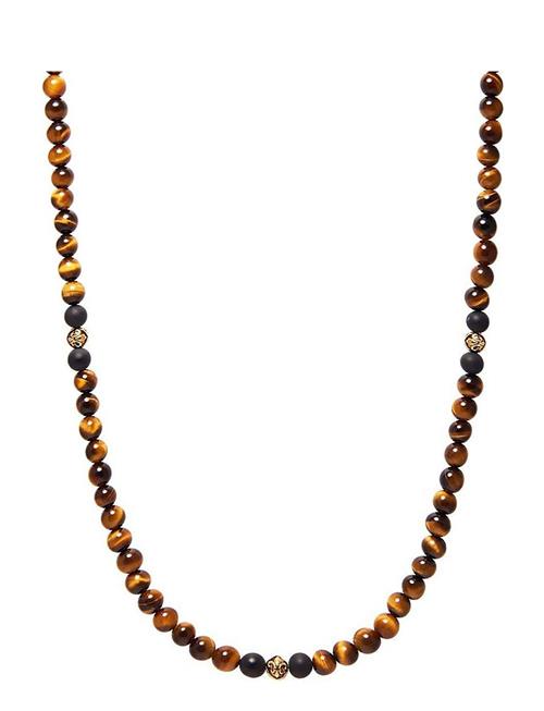 Nialaya | Beaded Necklace With Brown Tiger Eye And Gold | ONE SIZE 61 cm