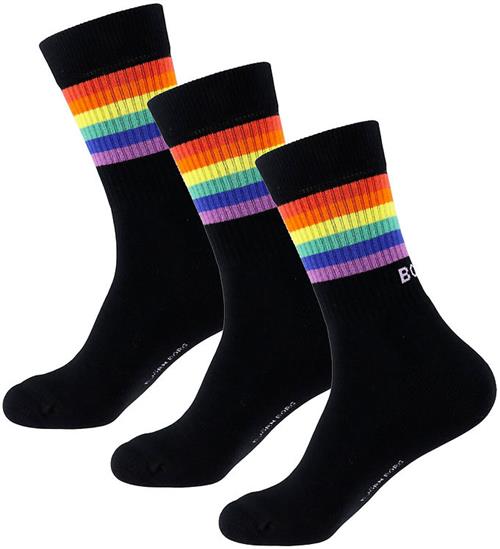 Björn Borg Strømper - 3-pak - Crew - Sort m. Regnbue