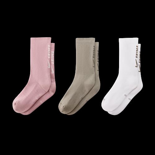 NikeSKIMS Dri-FIT-crewstrømper til kvinder (3 par) - brun