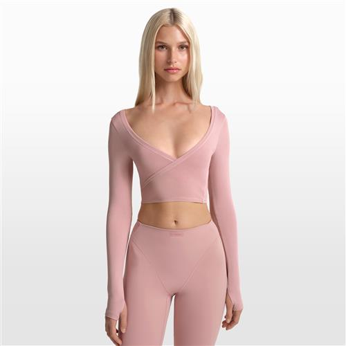 NikeSKIMS Stretch Knit Wrap-top med lange ærmer til kvinder - Pink