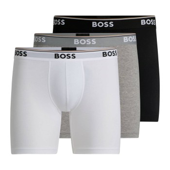 BOSS 3P Power Boxer Brief Long Grå/Sort bomuld Medium Herre