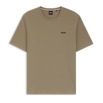BOSS Waffle T Shirt Sand Large Herre