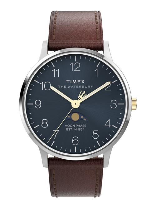 TIMEX Analogt ur 'Waterbury Classic Moon Phase'  mørkeblå / brun