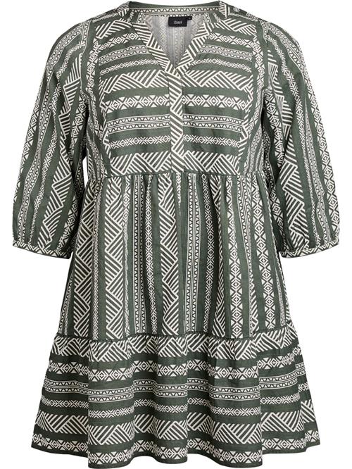 Zizzi Kjole 'VMaja'  grøn-meleret / offwhite
