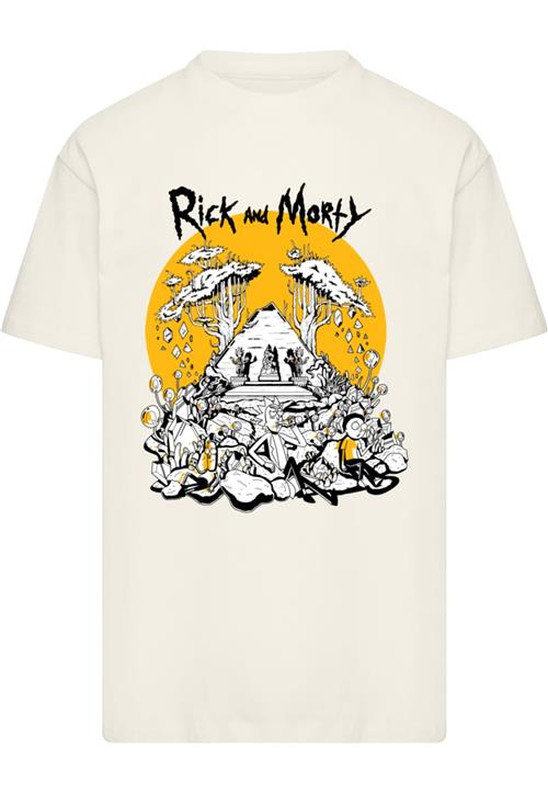 Merchcode Bluser & t-shirts 'Rick and Morty - Rest and Ricklaxation'  sand / curry / sort / hvid