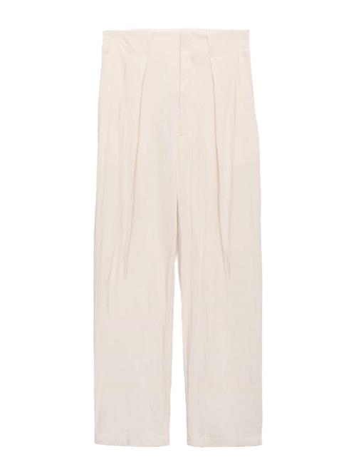 MANGO Bukser med lægfolder 'PAPER-H'  uldhvid