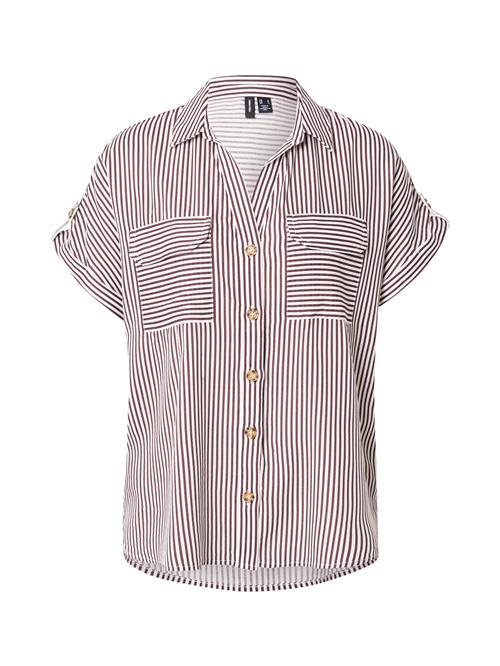 VERO MODA Bluse 'VMBumpy'  vinrød / hvid