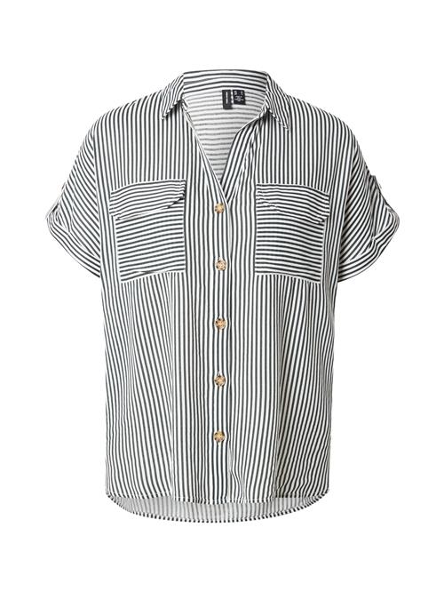 VERO MODA Bluse 'VMBUMPY'  mørkegrøn / hvid