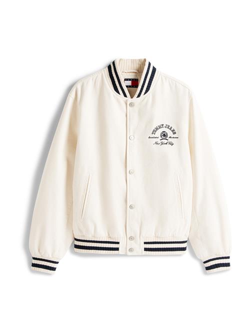 Tommy Jeans Overgangsjakke 'VARSITY'  ecru / sort
