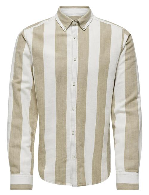 ONLY & SONS | Onsarlo Slim Ls Stripe Hrb Linen Shirt | L