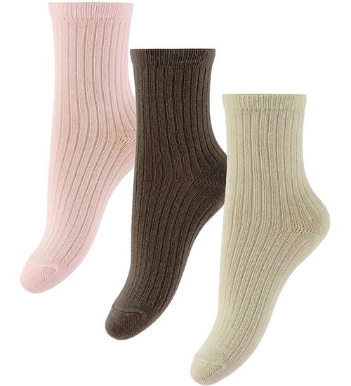 Name It Strømper - 3-pak - NmfNobba - Almond Milk/Brown Lentil +