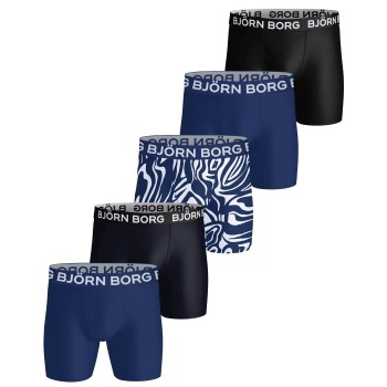 Björn Borg 5P Sports Microfiber Boxer Trunks Sort/Marine/Hvid polyester XX-Large Herre