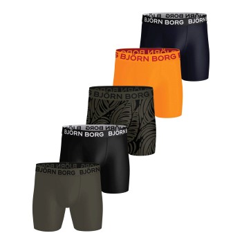 Björn Borg 5P Sports Microfiber Boxer Trunks Sort/Grøn polyester X-Large Herre