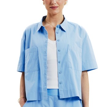 Bread & Boxers Bread and Boxers Poplin Shirt Lyseblå økologisk bomuld X-Large Dame