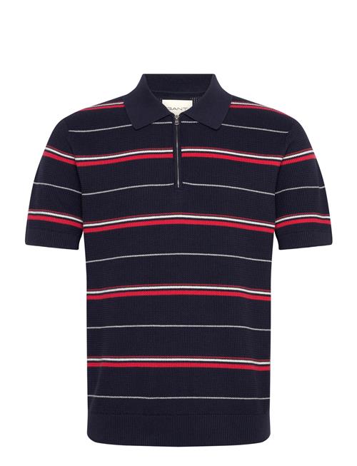 GANT | Striped Textured Zip Polo | M