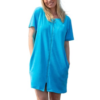 Trofé Trofe Short Sleeved Beachrobe Turkise X-Large Dame
