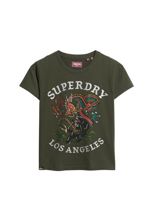 Superdry & Co Shirts 'Tattoo'  smaragd / mørkegrøn / rød / hvid