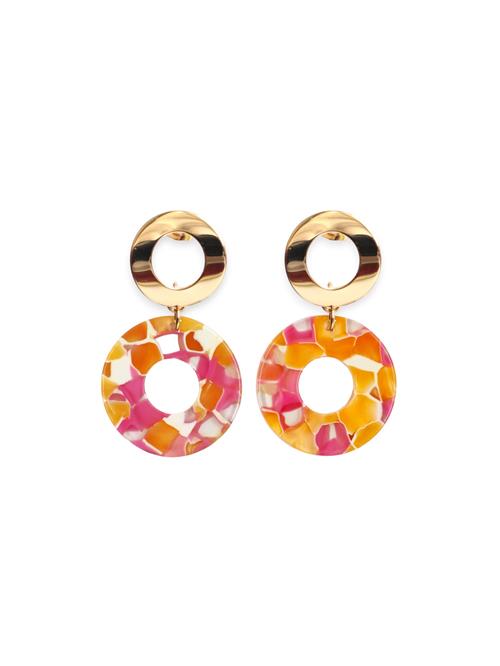 Fräulein Wunder Øreringe 'Adua'  guld / mandarin / pink / offwhite