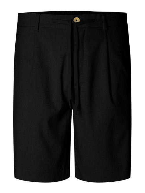 SELECTED Bukser med lægfolder 'Leroy'  sort