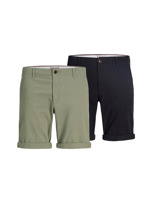 JACK & JONES Lærredsbukser 'JPSTDave'  khaki / sort