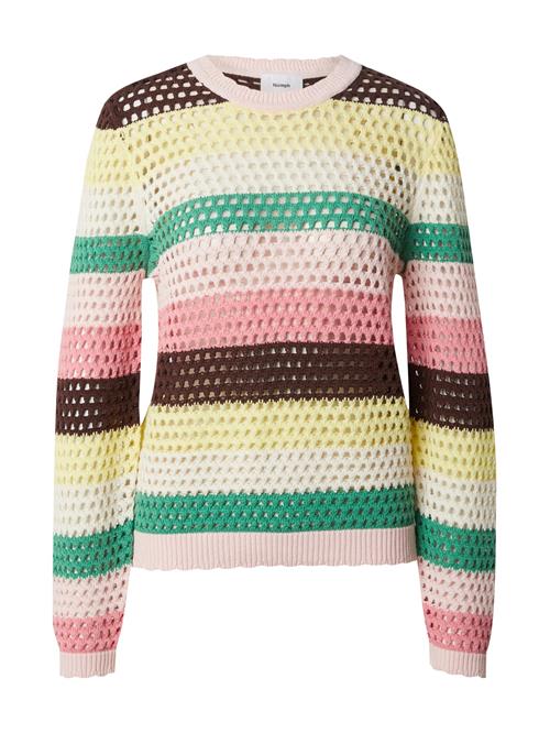 NÜMPH Pullover 'Moana'  mørkebrun / gul / grøn / lys pink