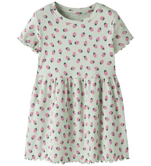 Name It Kjole - Rib - NmfVemma - Pale Aqua/Strawberries