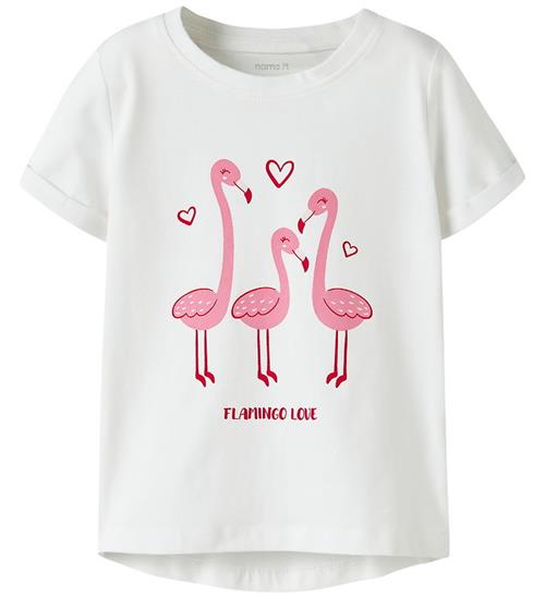 Name It T-shirt - NmfVix - Bright White/Flamingo Love