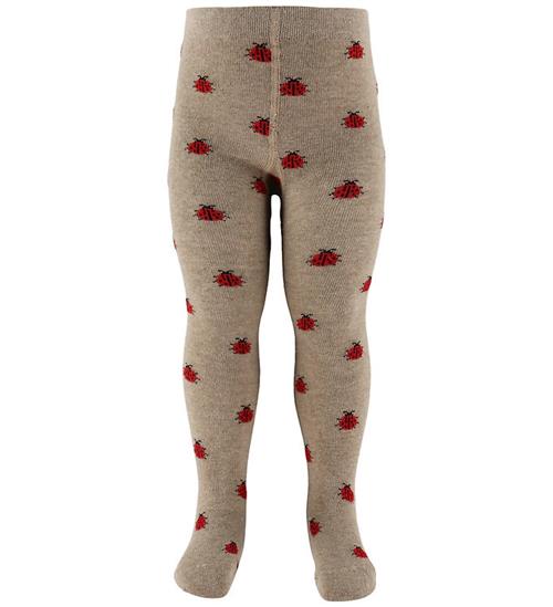 Fuzzies Strømpebukser - Beige Melange m. Mariehøns