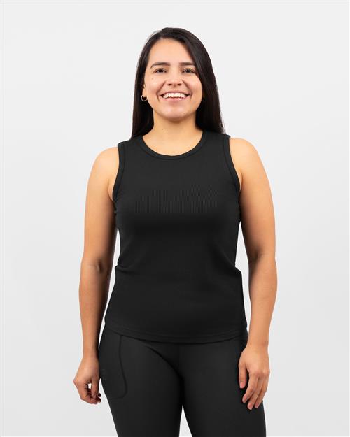 Iris Black Ribbed Tank Top