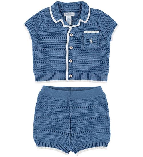 Polo Ralph Lauren Sommersæt - Strik - Shorts/Cardigan - Blå m. H