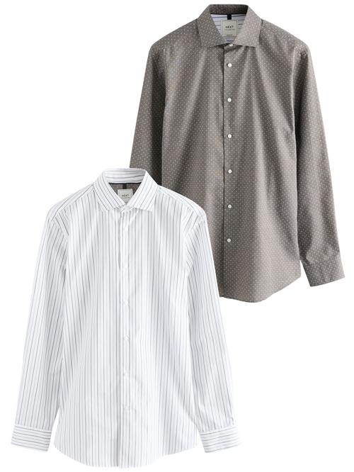 Next Skjorte  mudderfarvet / hvid