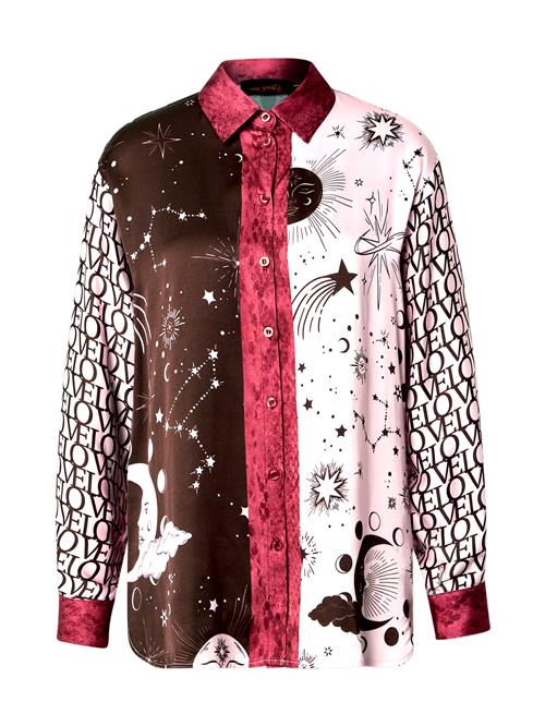 miss goodlife Bluse 'Snake Charm'  choko / gul / lyserød / purpur