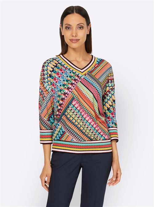 heine Bluse  blå / gul / smaragd / rød / sort