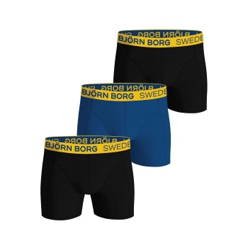 Björn Borg 3P Cotton Stretch Boxers Sweden Sort/Blå bomuld Medium Herre
