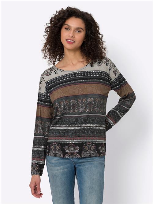 heine Shirts  brun / mørkegrå / mørkerød