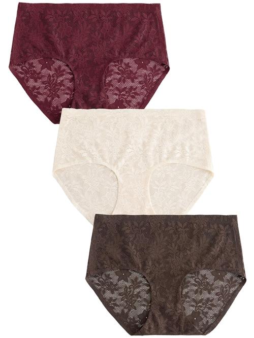 Next Panty  creme / mørkebrun / vinrød