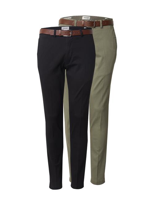 JACK & JONES Lærredsbukser 'JPSTMARCO FRANCO'  lysegrøn / sort