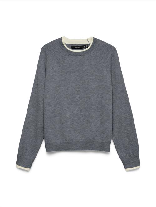 VERO MODA Pullover 'VMWONDERFUL'  grå-meleret / hvid