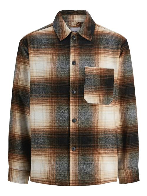 JACK & JONES Skjorte 'JJZAC'  creme / brun / mørkegrå / hvid