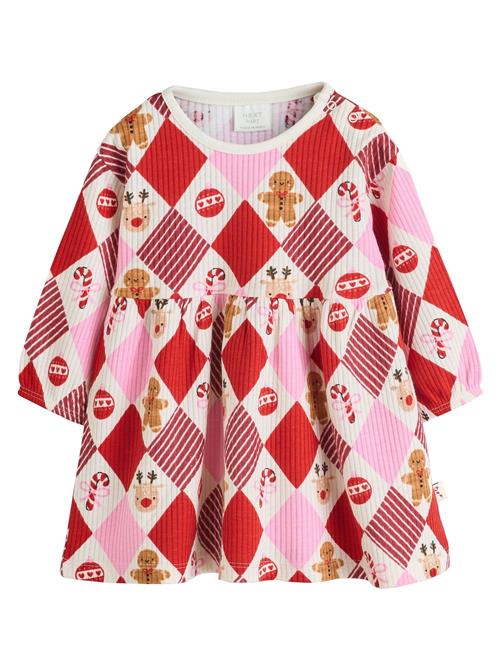 Next Kjole  brun / lyserød / rød / uldhvid