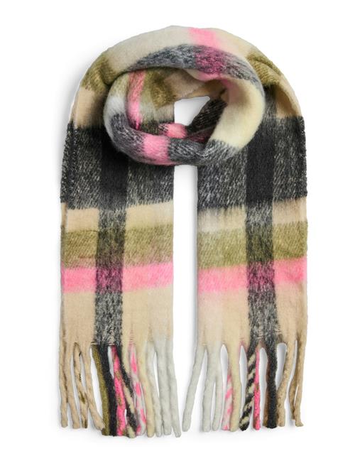 PIECES Sjal 'PCMAYA'  pastelgul / oliven / lys pink / sort