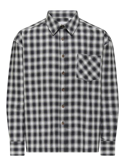 Only & Sons Skjorte 'ONSELLIOT'  grå / sort / hvid