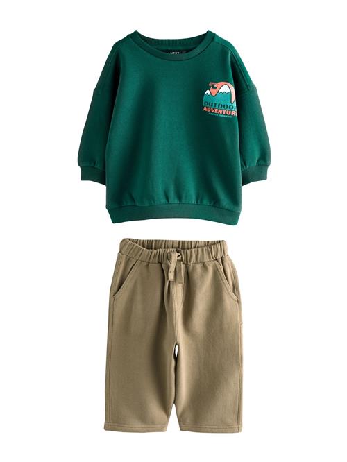 Next Joggingdragt  brun / mørkegrøn / orange / hvid