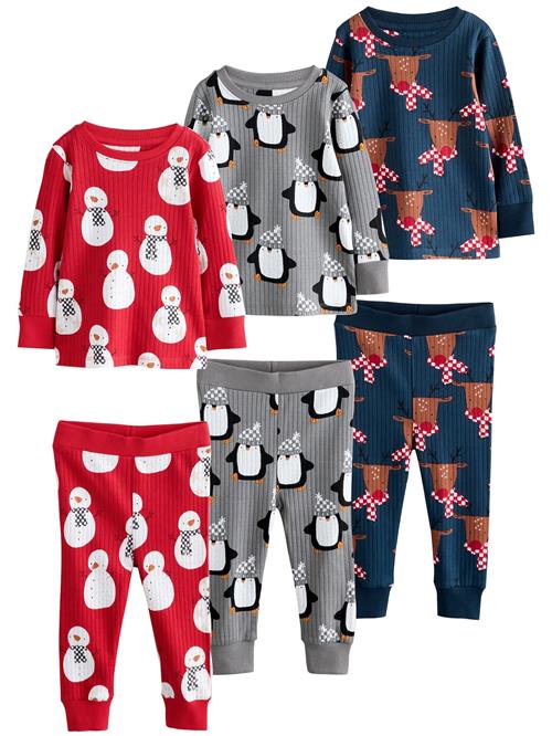 Next Nattøj  navy / grå / knaldrød / hvid