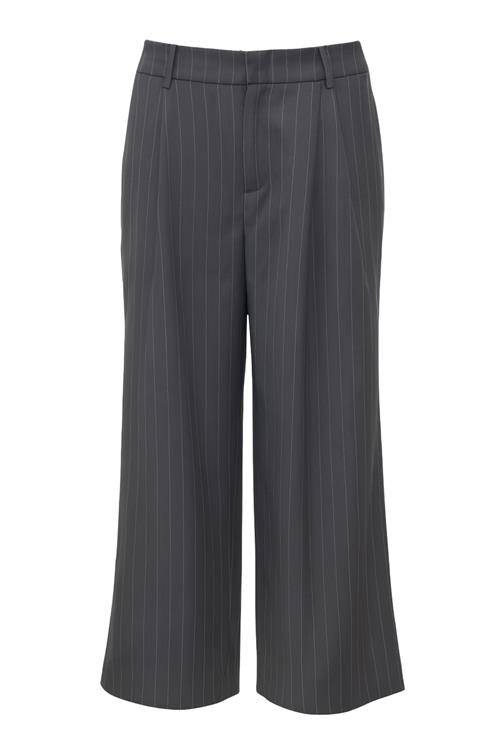 studioselect Bukser med lægfolder 'Zelda'  grå-meleret / hvid