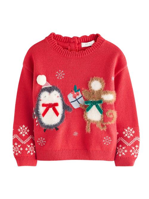 Next Pullover 'Christmas Character'  karamel / mørkegrå / knaldrød / hvid