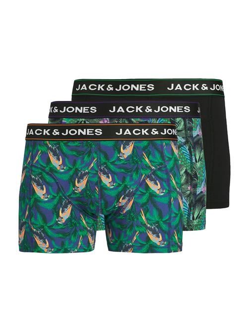 JACK & JONES Boksershorts 'JACTROPICAL BIRD'  mørkeblå / grøn / sort / hvid