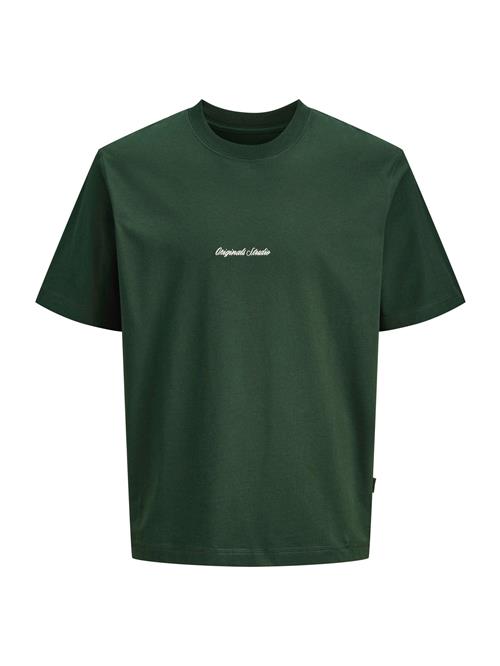 JACK & JONES Bluser & t-shirts 'JORNorrebro'  mørkegrøn / hvid