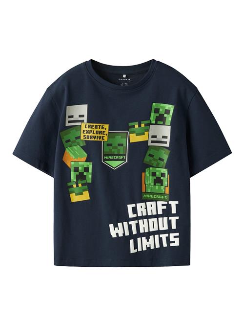 NAME IT Shirts 'NKMNels  Minecraft'  navy / grøn / hvid