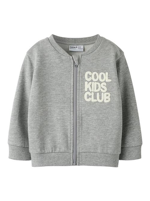 NAME IT Sweatjakke 'NMMNEIL'  grå-meleret / sort / hvid